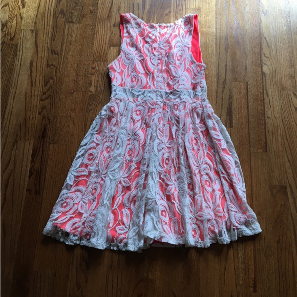 Layered Lace & Neon Dress - Picture 2 of 4